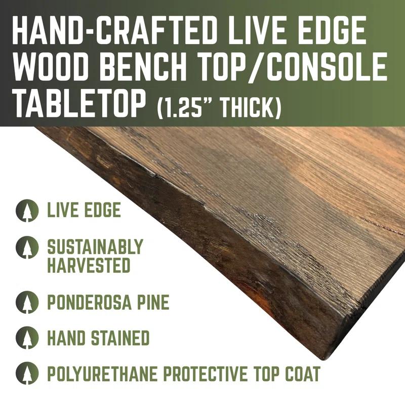 48 In. x 16 In. X 1.25 In. Live Edge Solid Console Table Wood Top