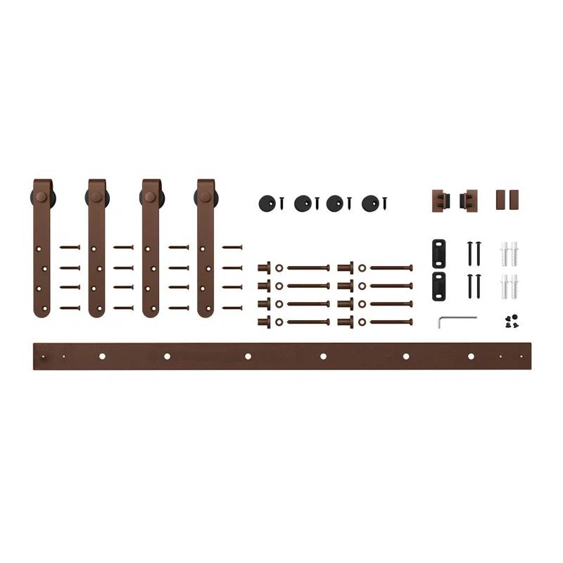 American Pro Decor Solid Steel Mini Sliding Rolling Barn Door Hardware Kit for Double Wood Doors