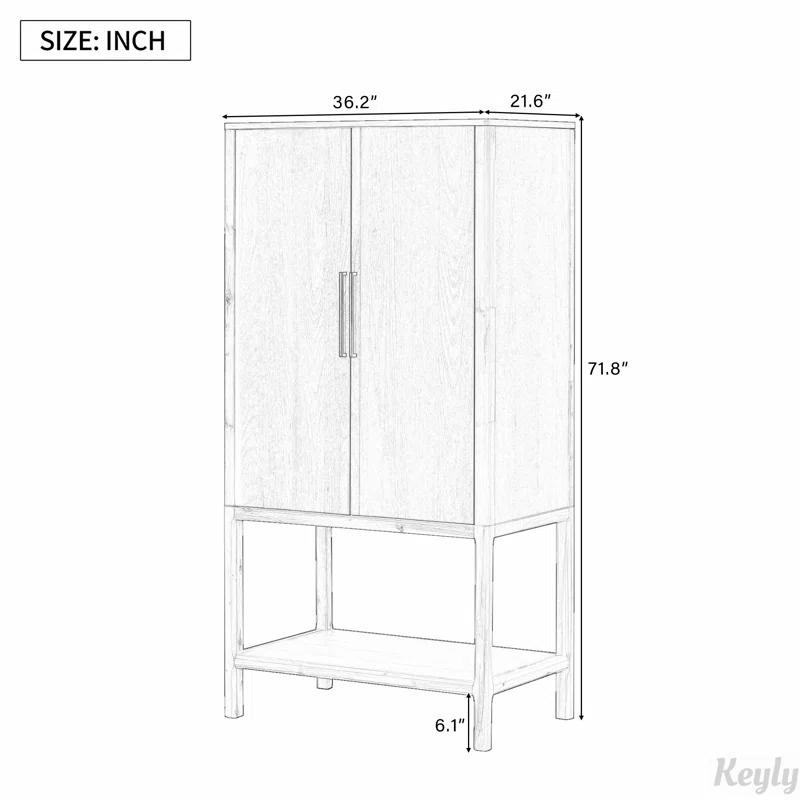 Keyly inc 36.2" W multiple storage functions Oak Veneer Cabinet