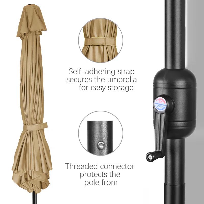 KUTIME Fruiteam 90'' Lighted Tilt Market Umbrella