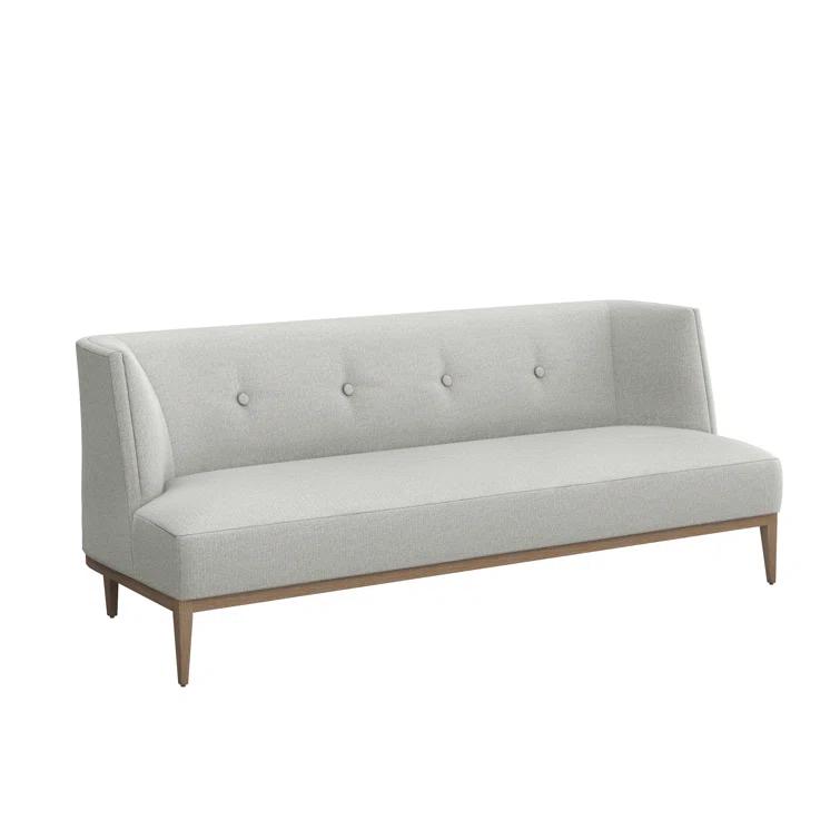 Chloe Icy Gray Tufted Linen Sofa with Wood Legs
