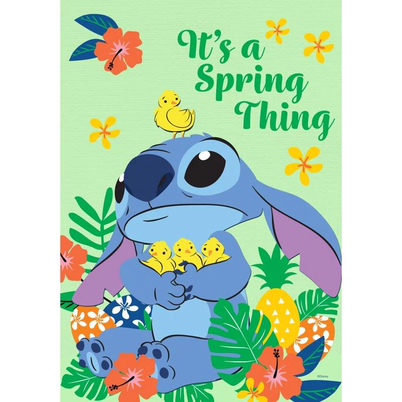 Back Yard Glory Disney Stitch Spring Chicks Garden Flag, 12.5" x 18", Officially Licensed Disney Product, Flag Stand Sold Separately