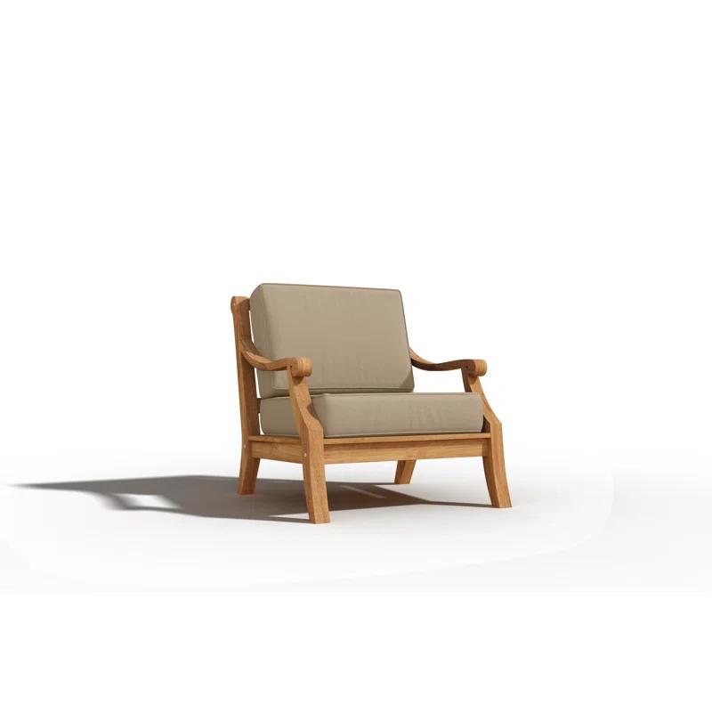 Curated Maison Adrien 4-Piece Teak Outdoor Patio Deep Seating Set with Sunbrella Cushions