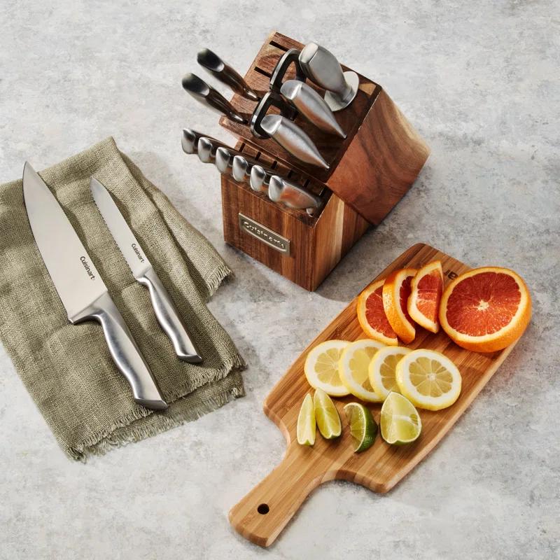 Cuisinart Cuisinart Elite Series 15 Piece Stainless Steel Block Set with Acacia Block (Set of 15)