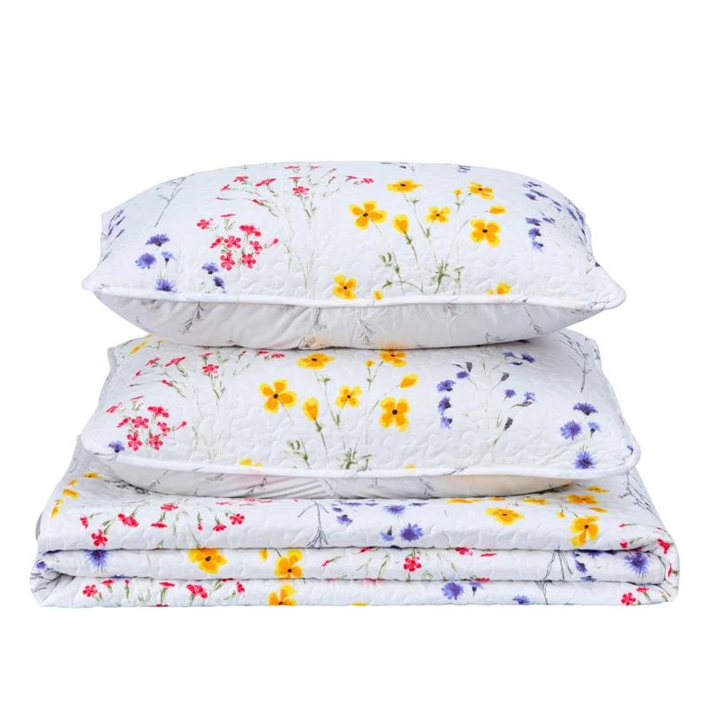 FreshFolds Bright & Colorful Tiny Floral Quilt Set with Shams