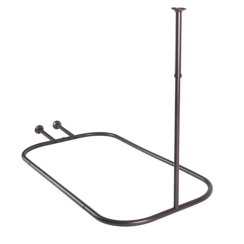 Utopia Alley Rustproof 54" L D-Shaped Fixed Shower Curtain Rod & Hook Set | Wayfair