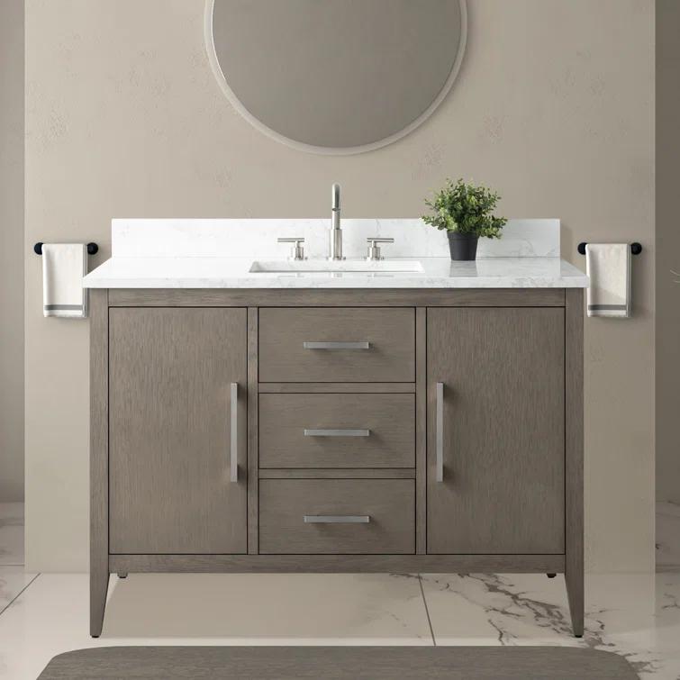 Vanity Art 48'' Single Bathroom Vanity with Engineered Marble Top