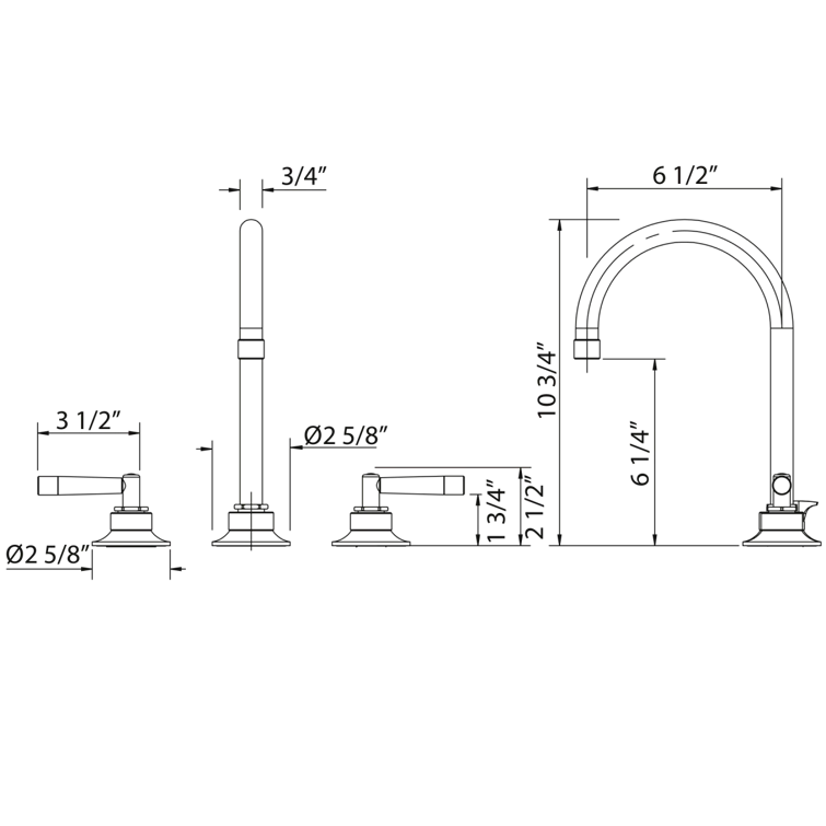 Rohl Graceline Widespread Lavatory Faucet With C-Spout MB2019LMSG-2