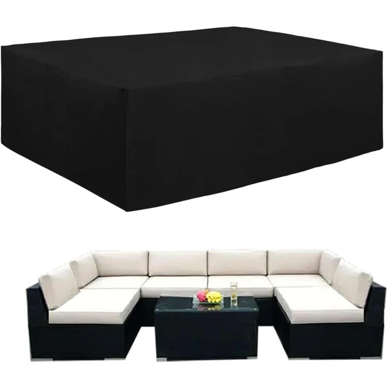 600D Heavy Duty Patio Furniture Cover, Outdoor Rectangular Table And Chair Set Cover, Waterproof Outdoor Sectional Set Cover (110"L X 84"W X 28"H, Black)