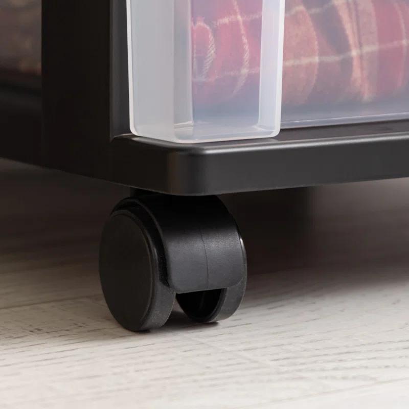 IRIS USA, Inc. 4-Drawer Narrow Plastic Storage Drawer Cart, Black (Set of 2)