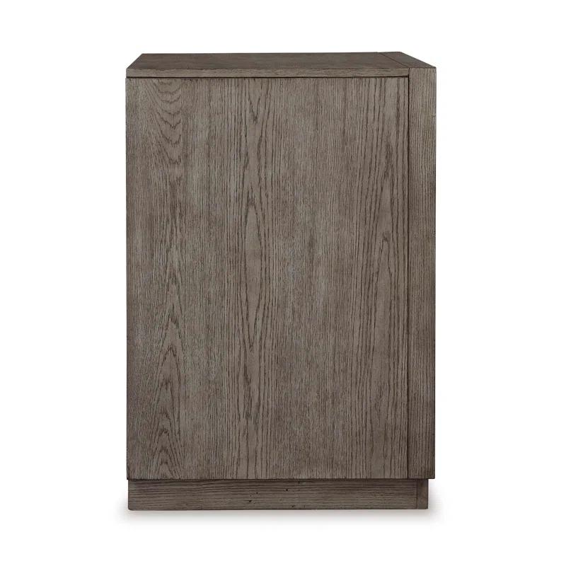 Weathered Gray Modern Nightstand with USB Port and Drawer