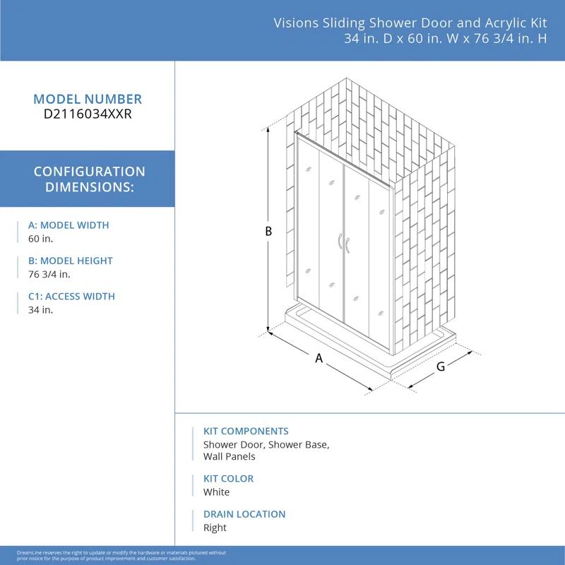 SlimLine 60" x 34" Single Threshold Shower Base