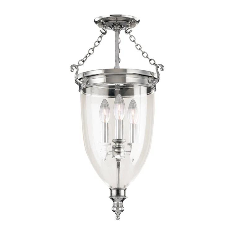 Regency Elegance 11" 3-Light Polished Nickel & Glass Jar Semi-Flush Mount