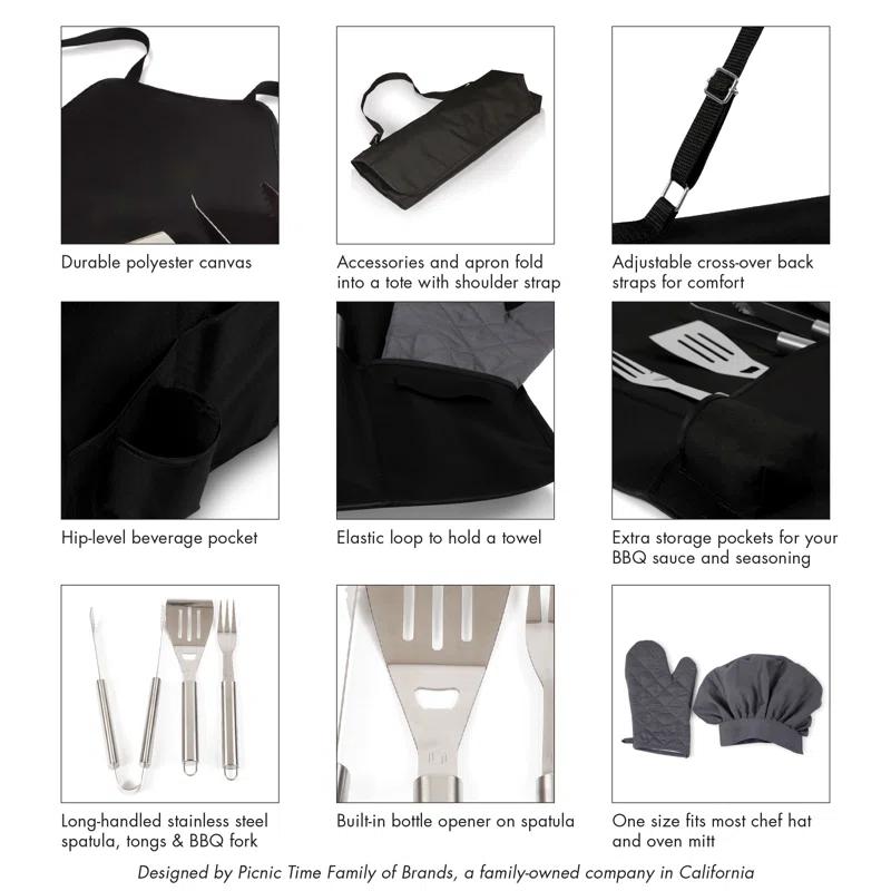 Arlmont & Co. BBQ Apron Tote Pro Grill Set - Heavy Duty BBQ Apron with BBQ accessories