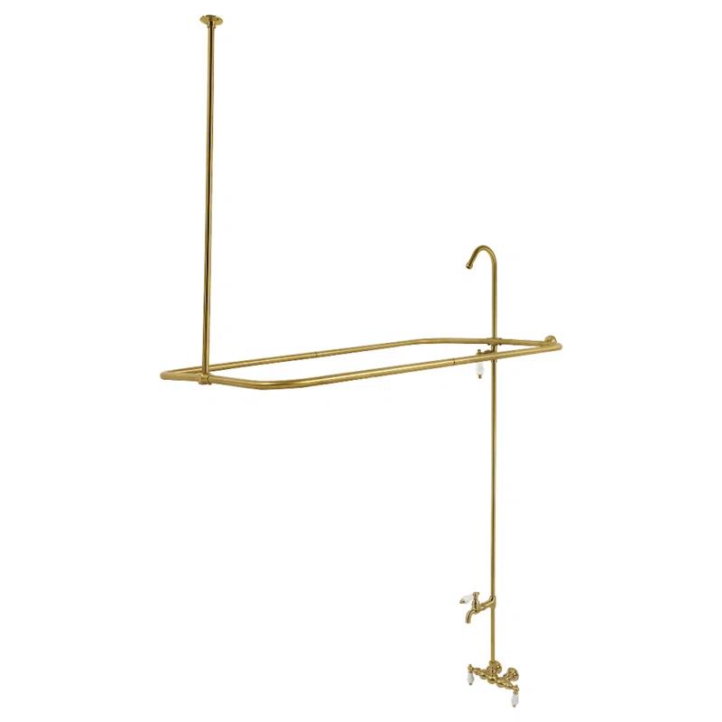 Kingston Brass CC63T2 Kingston Brass Vintage Three-Handle 2-Hole Tub Wall Mount Clawfoot Tub Faucet with Shower Enclosure