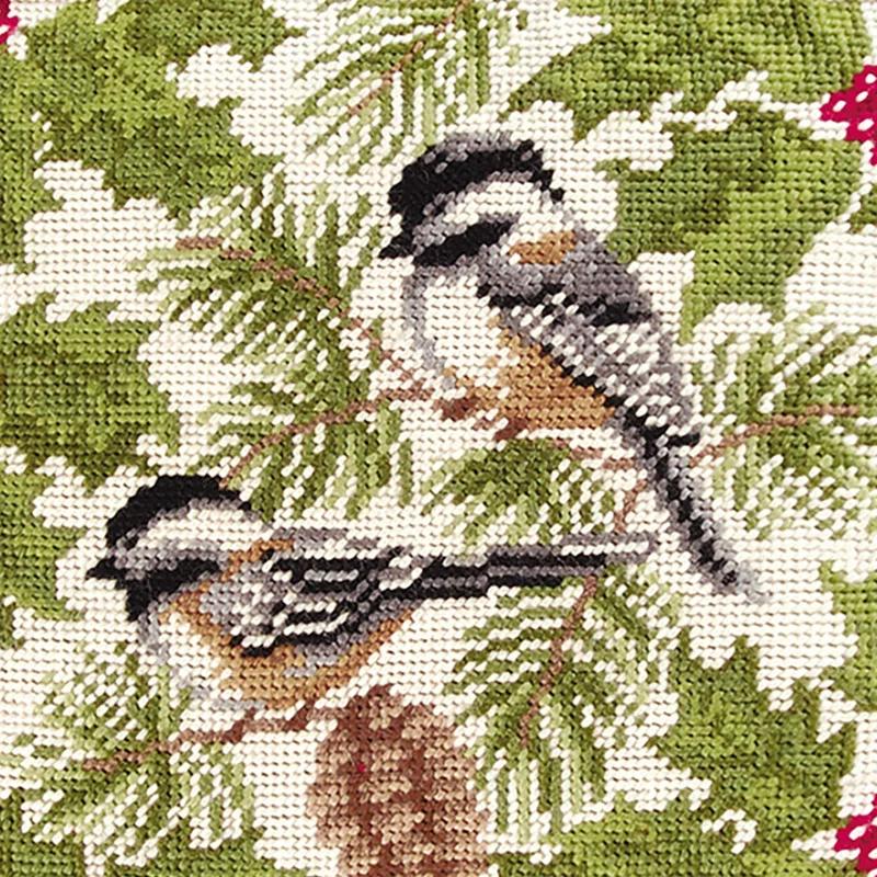 C&F Home Chickadee with Cord Needlepoint Throw Pillow