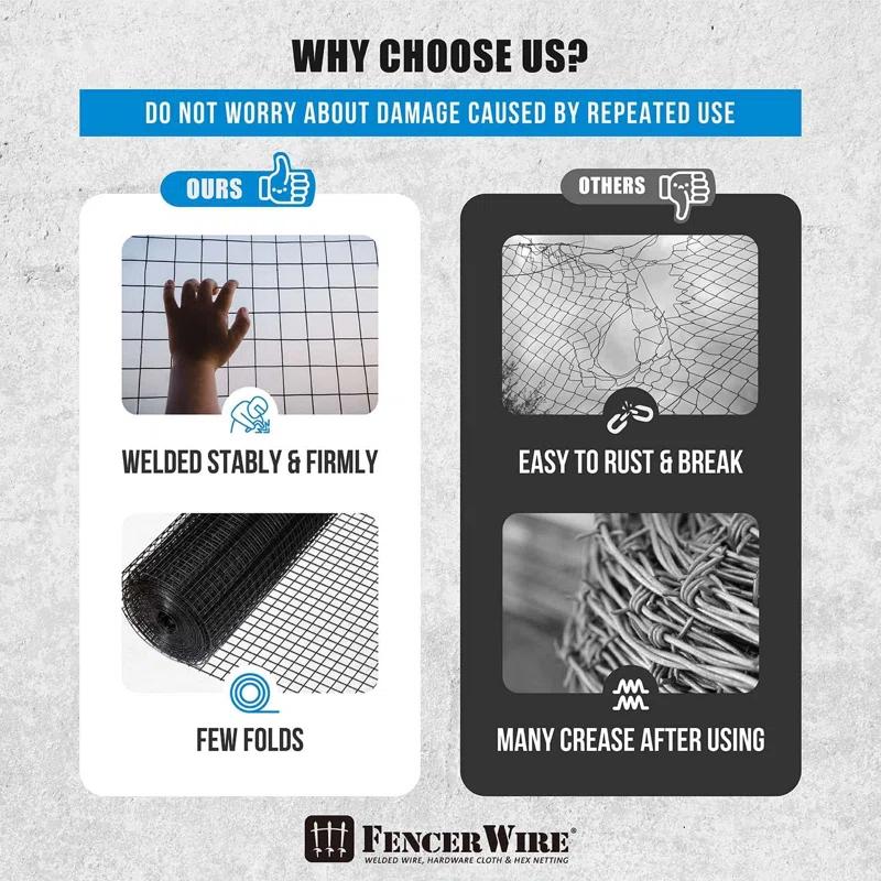 Fencer Wire 16 Gauge Black Vinyl Coated Welded Wire with Mesh Size 1.5” x 1.5”, Multiple Sizes & Reviews | Wayfair
