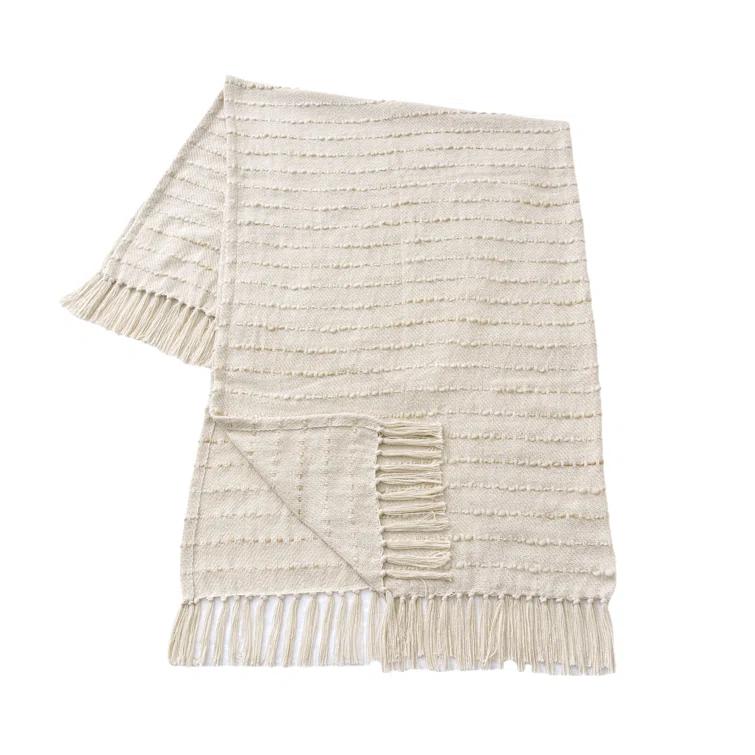 Rajani Home Deep Ombre Striped Handmade Woven Throw Blanket with Fringe