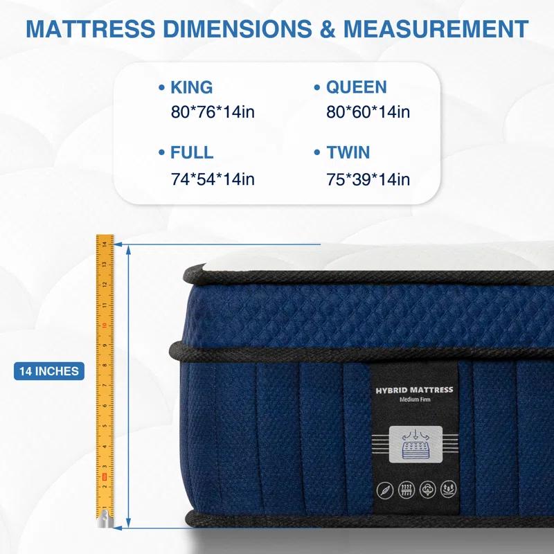 Alwyn Home Ciel 14'' Pillow Top Medium Firm Hybrid Mattress In A Box