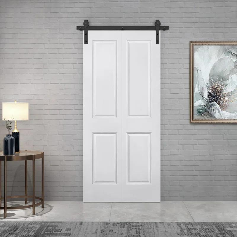 Calhome Paneled MDF Composite Bifold Barn Door with Installation Hardware Kit