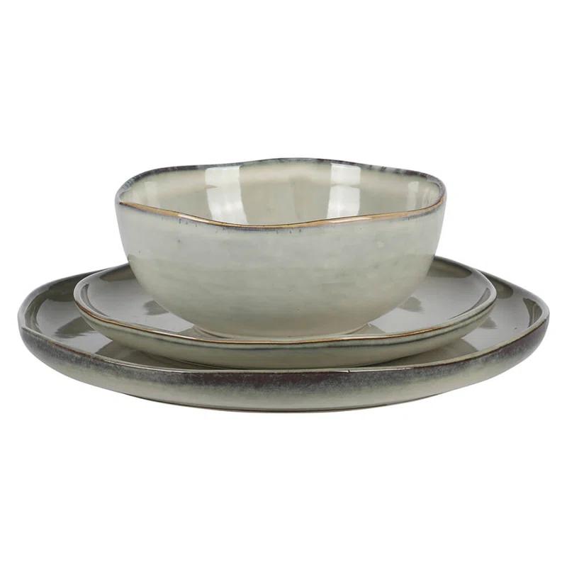 Gibson Soho Lounge Gibson Soho Lounge Nardini 12 Piece (Service for 4) Plates and Bowls Reactive Glaze Dishes Stoneware Ceramic Dinnerware Set