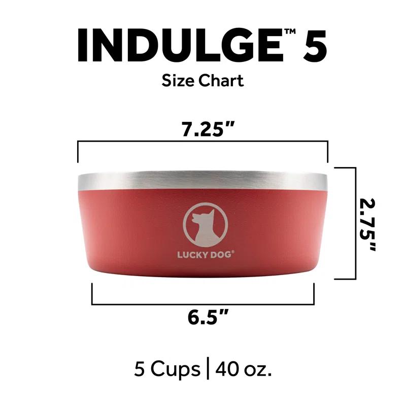 Lucky Dog Lucky Dog INDULGE 5 Double Wall Stainless Steel Dog Bowl