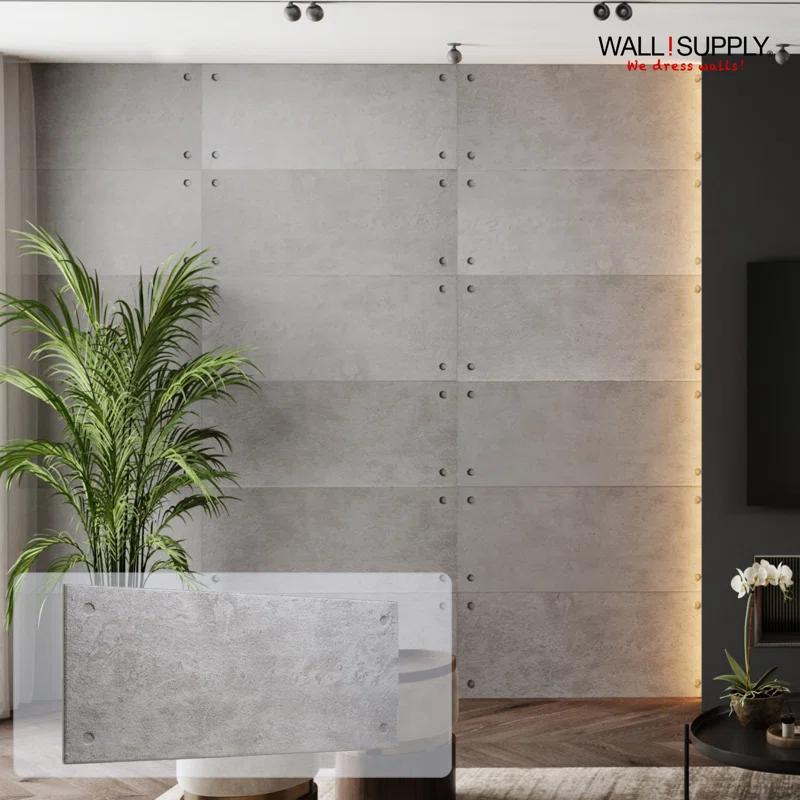 Wall!Supply Wall!supply Ultralight Industrial Concrete Hd Printed – 3d Eps Foam Wall Panels – Easy Diy Installation – Concrete Look – Set Of 4 Panels (25.83 Sq Ft)