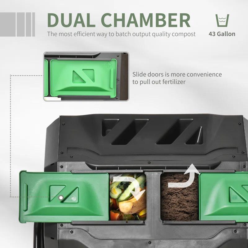 Outsunny 42.3 Gallons Outdoor Tumbler Composter with Latching Lid
