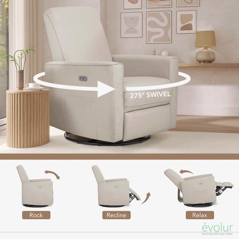 Evolur Greenguard Gold Certified Upholstered Swivel Reclining Glider