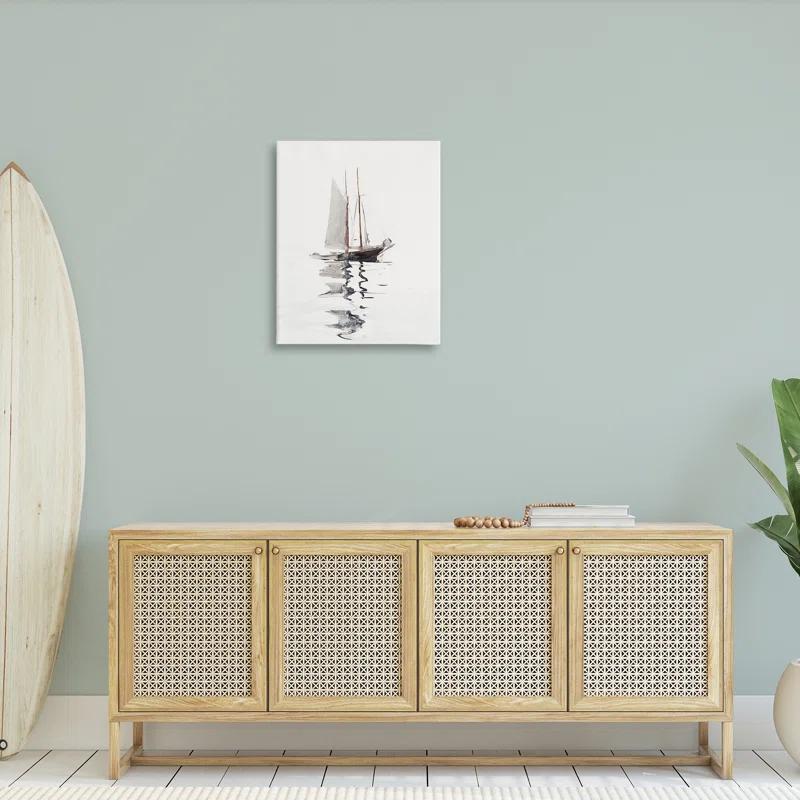 Stupell Industries " Tranquil Sailboat Vessel Floating Lone Ocean Reflection " by Lettered And Lined Painting Print