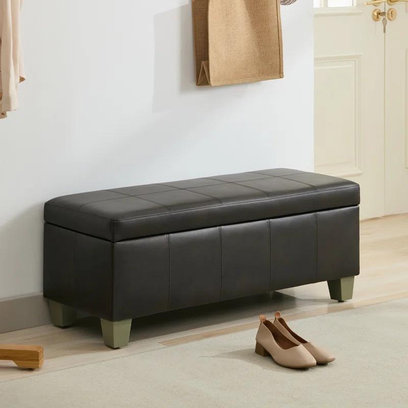 Ebern Designs Faux Leather Upholstered Storage Bench | Wayfair