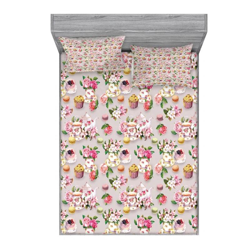 Ambesonne Microfiber Floral Sheet Set