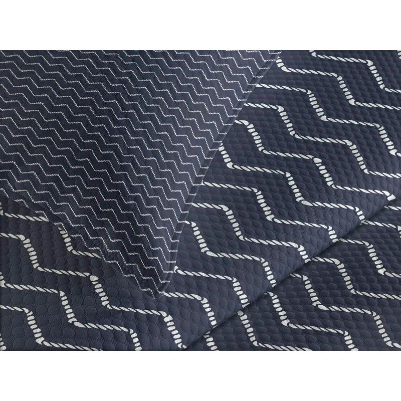 Ambesonne Ambesonne Navy Blue Bedspread Set  Chevron Zigzag Themes  Navy Blue and White