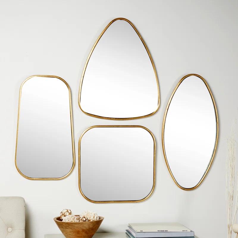 CosmoLiving by Cosmopolitan Metal Gold Wall Mirror with Varying Shapes Set