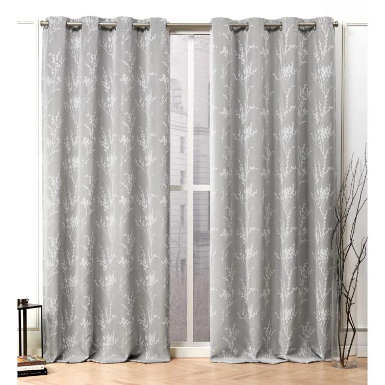 Nicole Miller Nicole Miller Turion Floral Room Darkening Blackout Grommet Top Curtain Panel Pair (Set of 2)