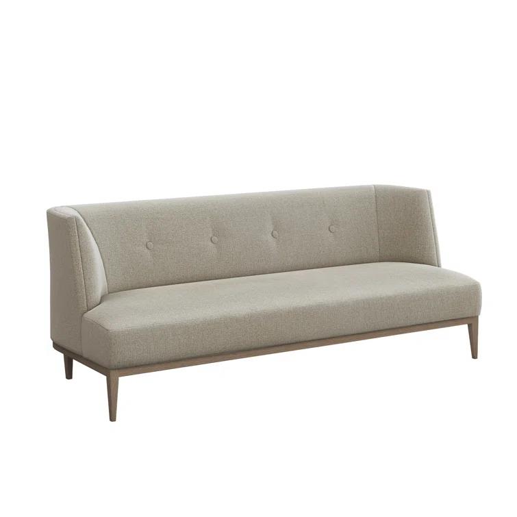 Chloe Icy Gray Tufted Linen Sofa with Wood Legs