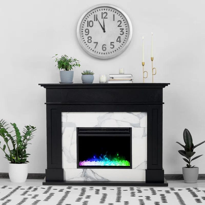Cambridge Cambridge Sofia 53-in. Electric Fireplace Mantel in with Black Marble Inlay and Crystal Rocks