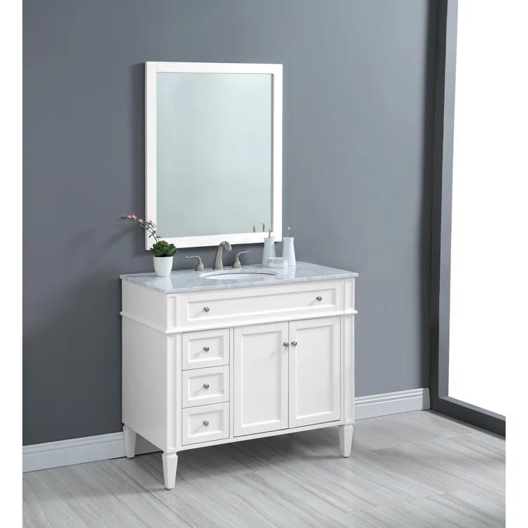 Rivers 40" Free-Standing Single Bathroom Vanity Set with Marble Vanity Top