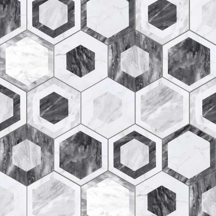 Merola Tile Classico Bardiglio Hex 7" x 8" Porcelain Patterned Wall & Floor Tile