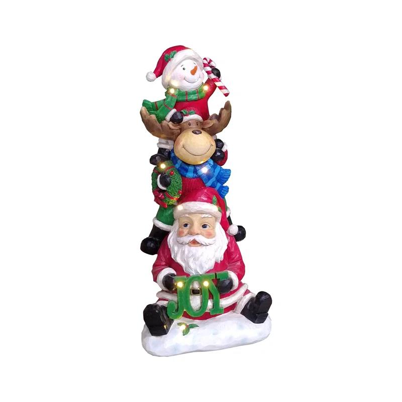 Stacking Snowman Elk Santa Christmas Decoration with LED Lights Battery Operated Indoor Use Only