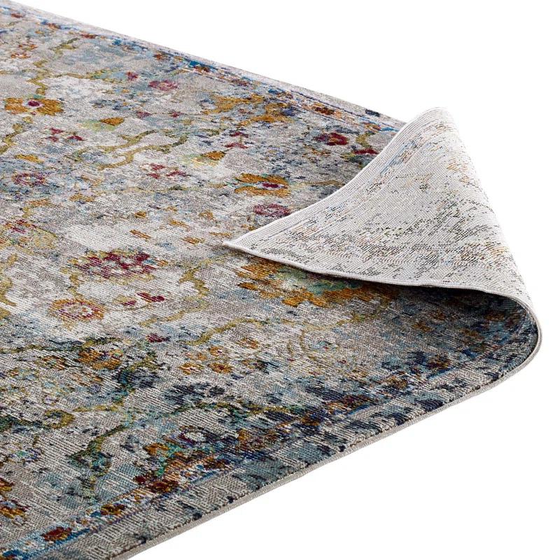 Modway Modway Porch & Den Fauntleroy Distressed Vintage Floral Lattice Area Rug