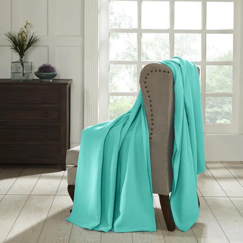 Superior Waffle Weave Honeycomb Knit Soft Textured All-Season Cotton Blanket