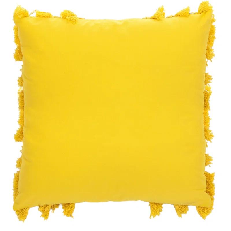 Fringed Cotton Throw Pillow