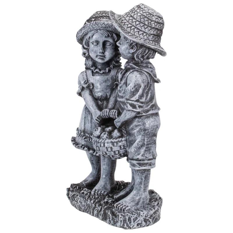 Northlight Seasonal 13" Boy and Girl Apple Picking Outdoor Garden Statue