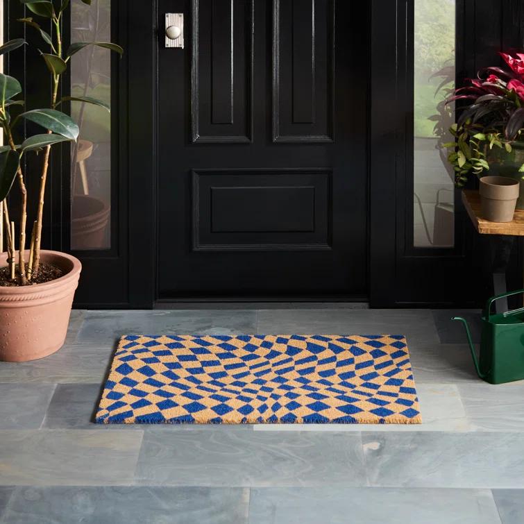 Town & Country Living TOWN & COUNTRY LIVING Emmett Groovy Checkerboard Non-Slip Indoor Outdoor Door Mat