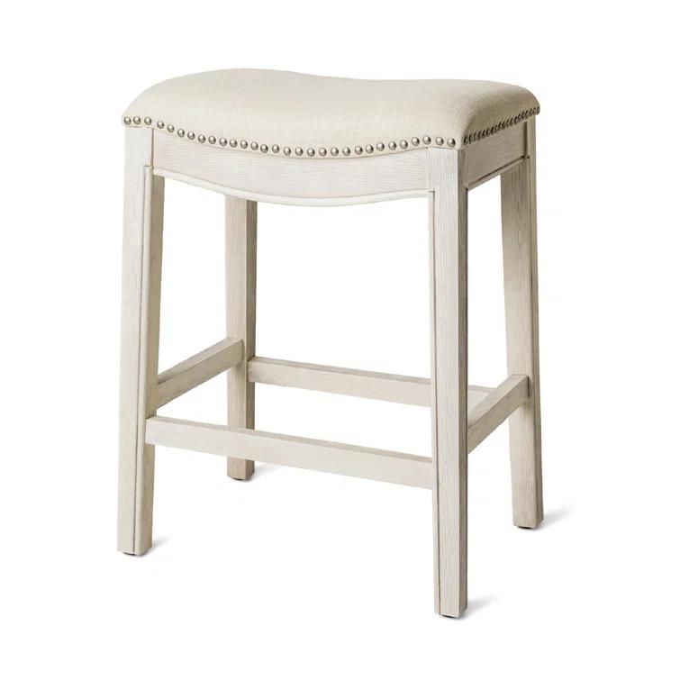 Maven Lane Adrien Saddle Barstool with Vegan Leather Upholstery