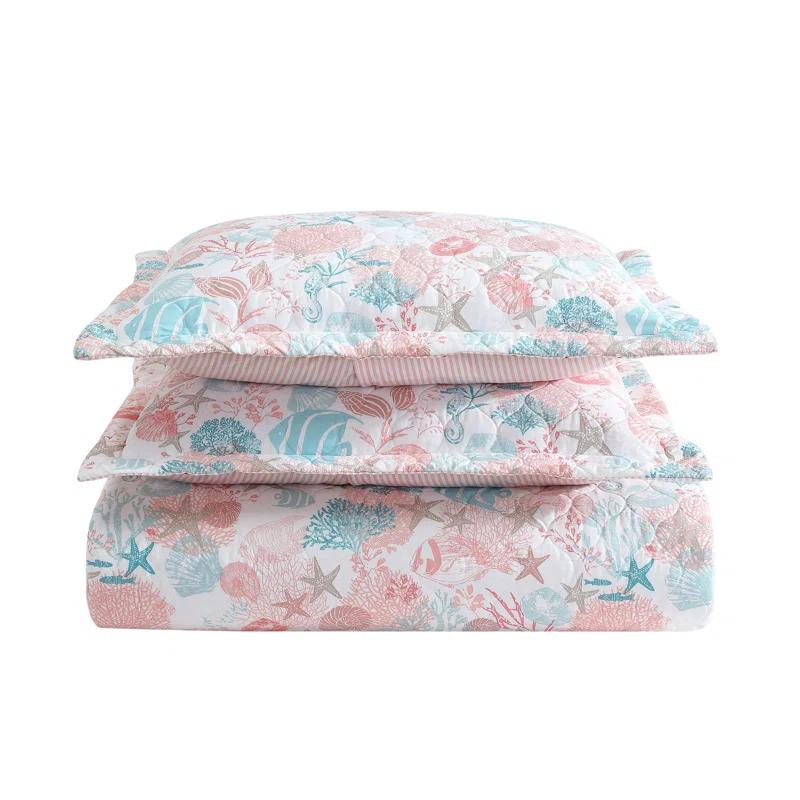 Laura Ashley Standard Cotton Reversible Quilt Set