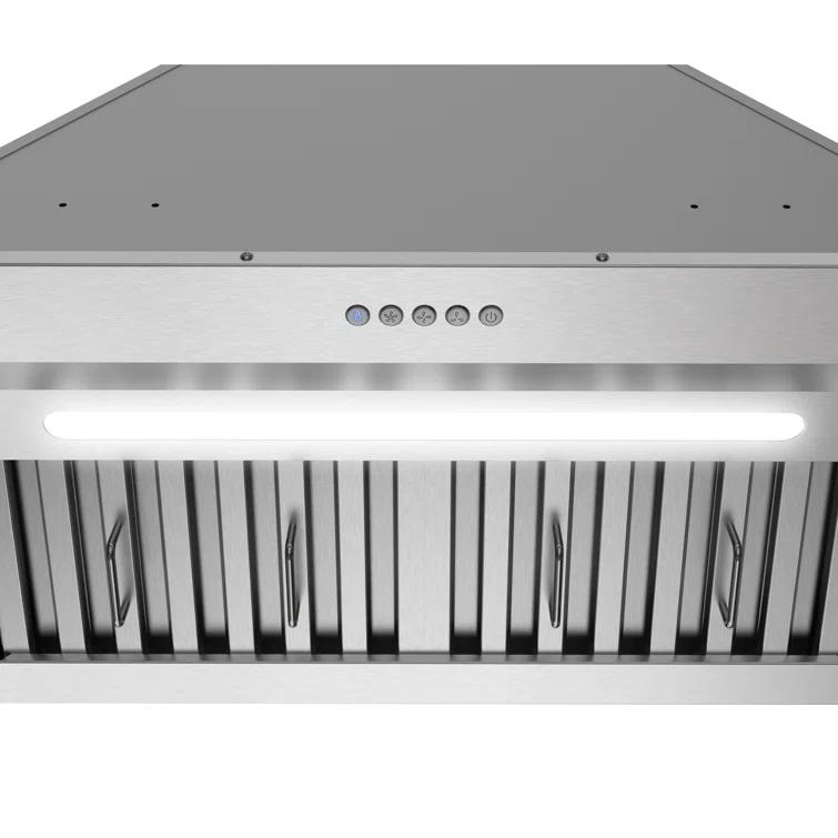 Streamline Bath Streamline 28 In. T-4267-1-CL Belsito Convertible Insert 350 CFM Range Hood In Brushed Stainless Steel With Baffle Filters, Electronic Button Control, LED Light T-4267-1-CL