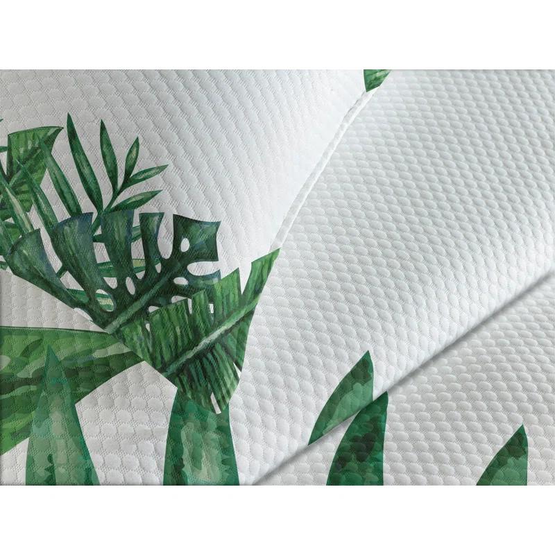 Ambesonne Ambesonne Palm Leaf Bedspread Set Forest Leaves Frame Hunter Green