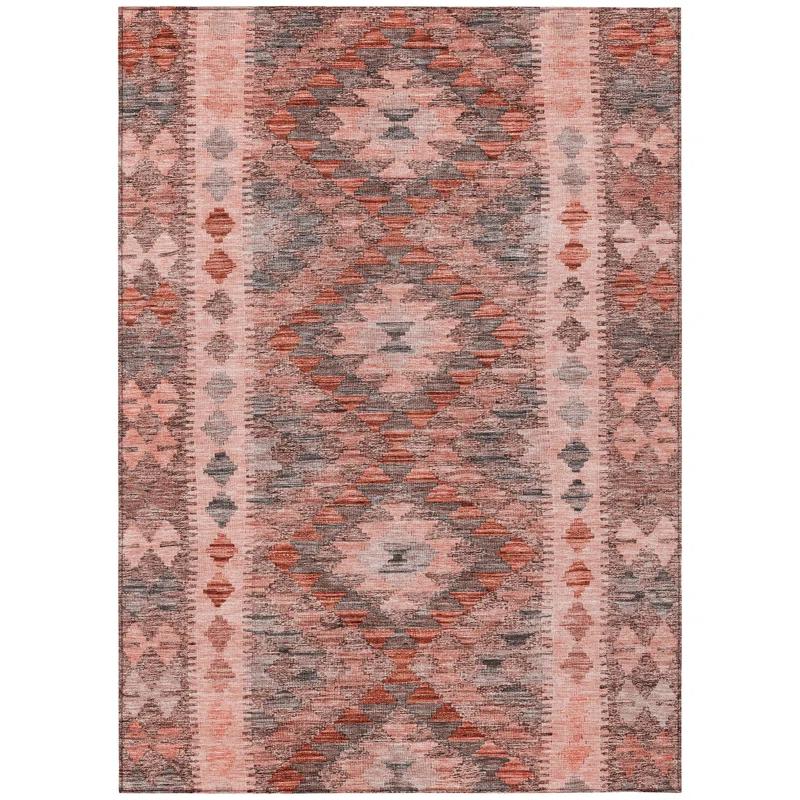Machine Washable Indoor/Outdoor Claudian ACN1226 Terracotta Rug